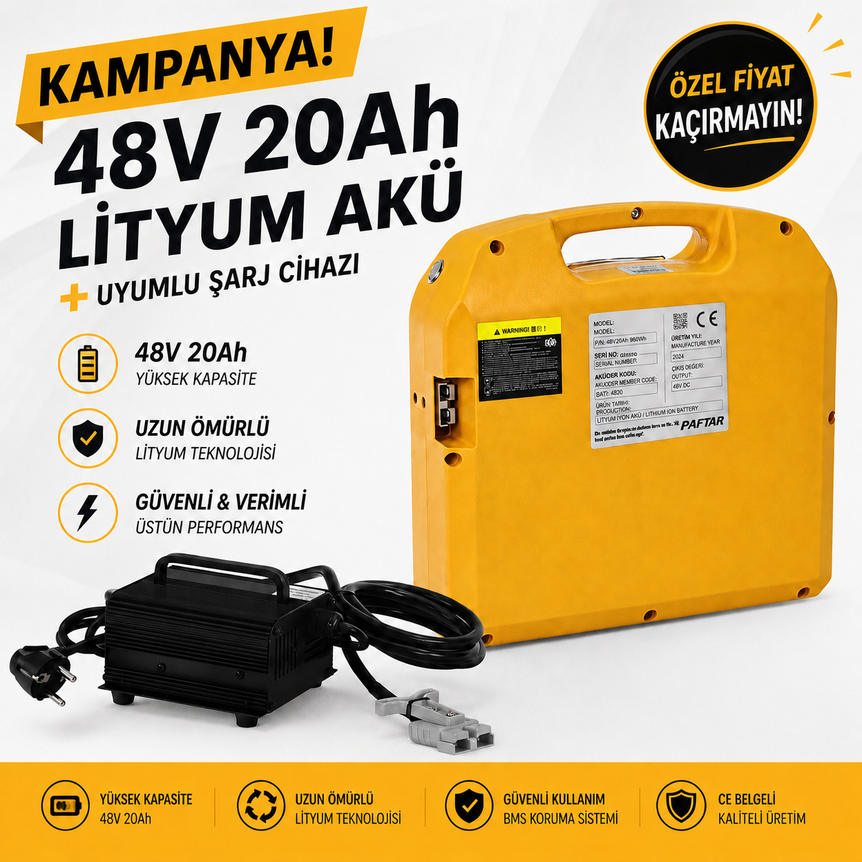 48V 20A LİTYUM AKÜ SETİ