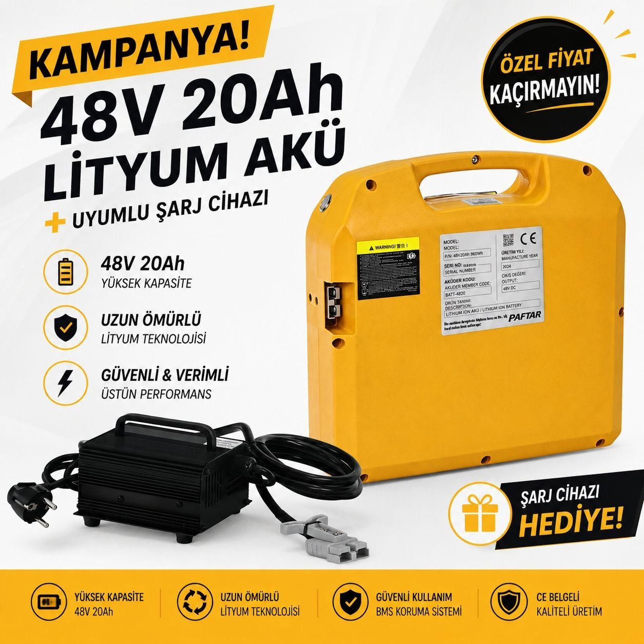 48V 20A LİTYUM AKÜ SETİ