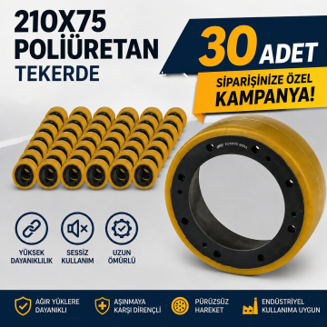 AKÜLÜ İSTİF TRANSPALET YÜRÜYÜŞ TEKER POLİÜRETAN 210X75MM  / 30 ADET ALIMA ÖZEL KAMPANYA