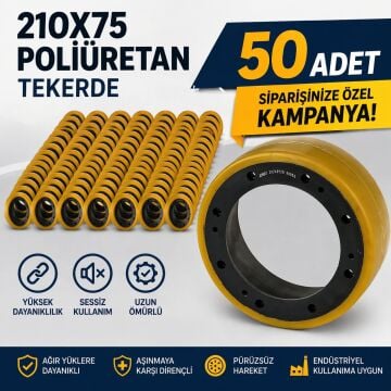 AKÜLÜ İSTİF TRANSPALET YÜRÜYÜŞ TEKER POLİÜRETAN 210X75MM  / 50 ADET ALIMA ÖZEL KAMPANYA